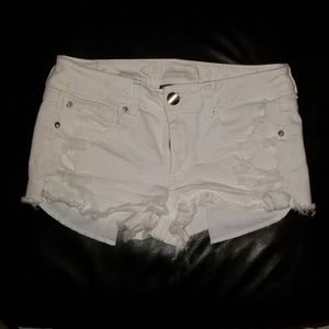 American Eagle White jean shorts